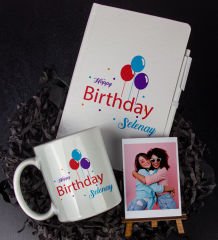 eJOYA Kişiye Özel Happy Birthday Temalı Defter Kalem Kupa Ve Fotoğraflık Hediye Seti 85817