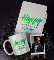 eJOYA Kişiye Özel Happy Birthday Temalı Defter Kalem Kupa Ve Fotoğraflık Hediye Seti 85819