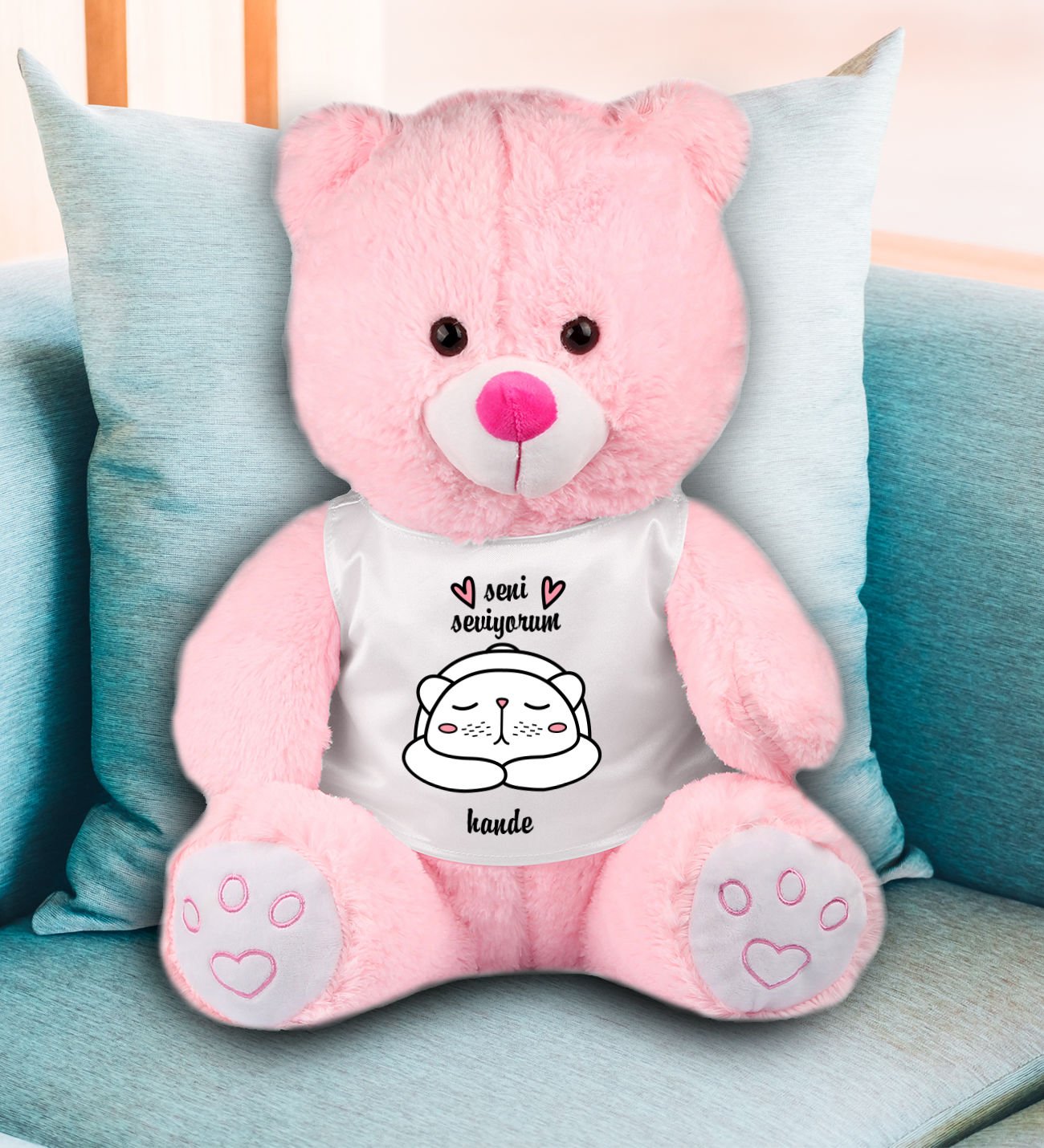 eJOYA Kişiye Özel Seni Seviyorum Temalı Peluş Ayıcık 45 cm 81941