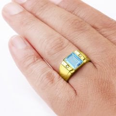 eJOYA Pırlanta ve Mavi Topaz Taşlı Altın Erkek Yüzük 69899