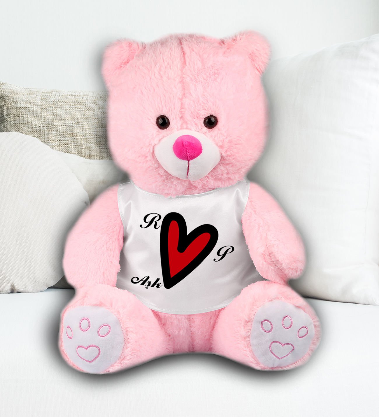 eJOYA Kişiye Özel Kalp Figürlü Peluş Ayıcık 45 cm 81944