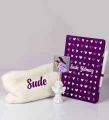 eJOYA Sevgililere Özel Defter Kalem Fotoğraflı Melek Notluk Ve Peluş Kalemlik Hediye Seti 106890