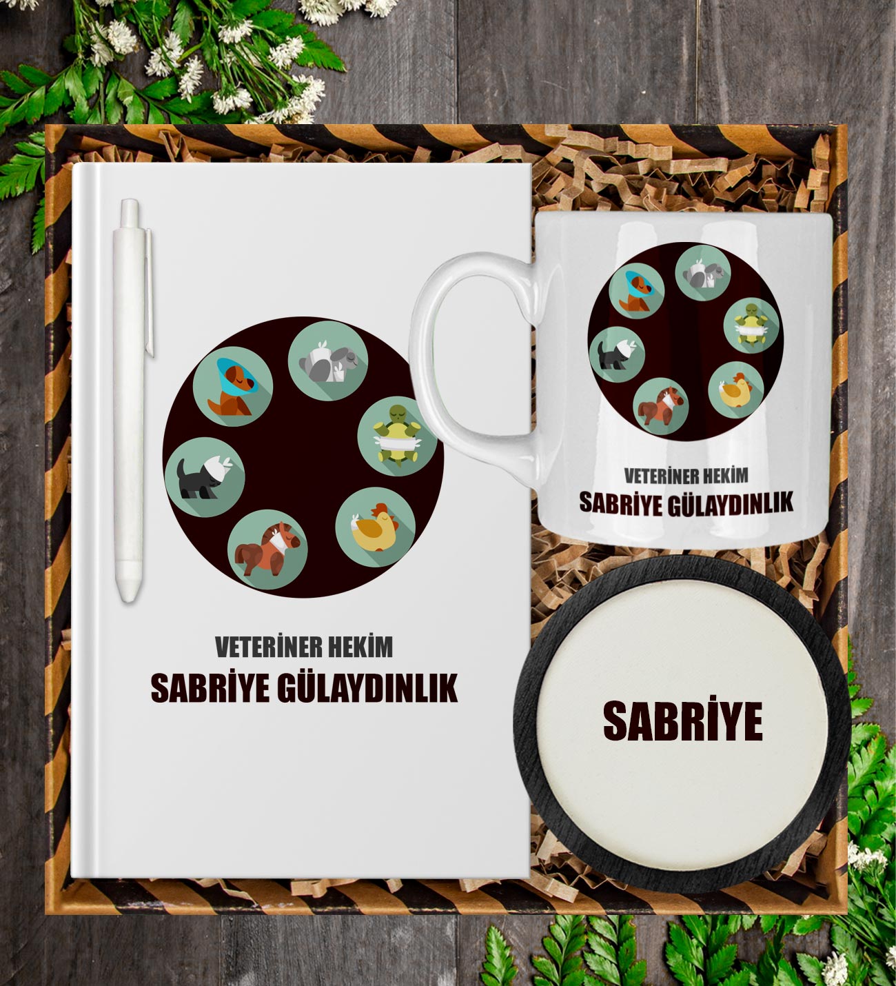 Kişiye Özel Veteriner Tasarım Defter Kalem Kupa Ve Bardak Altlığı Hediye 81442