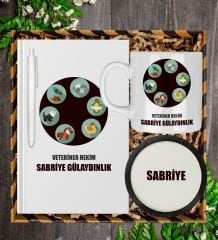 Kişiye Özel Veteriner Tasarım Defter Kalem Kupa Ve Bardak Altlığı Hediye 81442