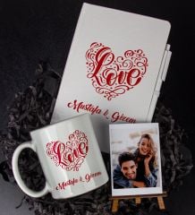 eJOYA Kişiye Özel LoVe Temalı Defter Kalem Kupa Ve Fotoğraflık Hediye Seti 85883