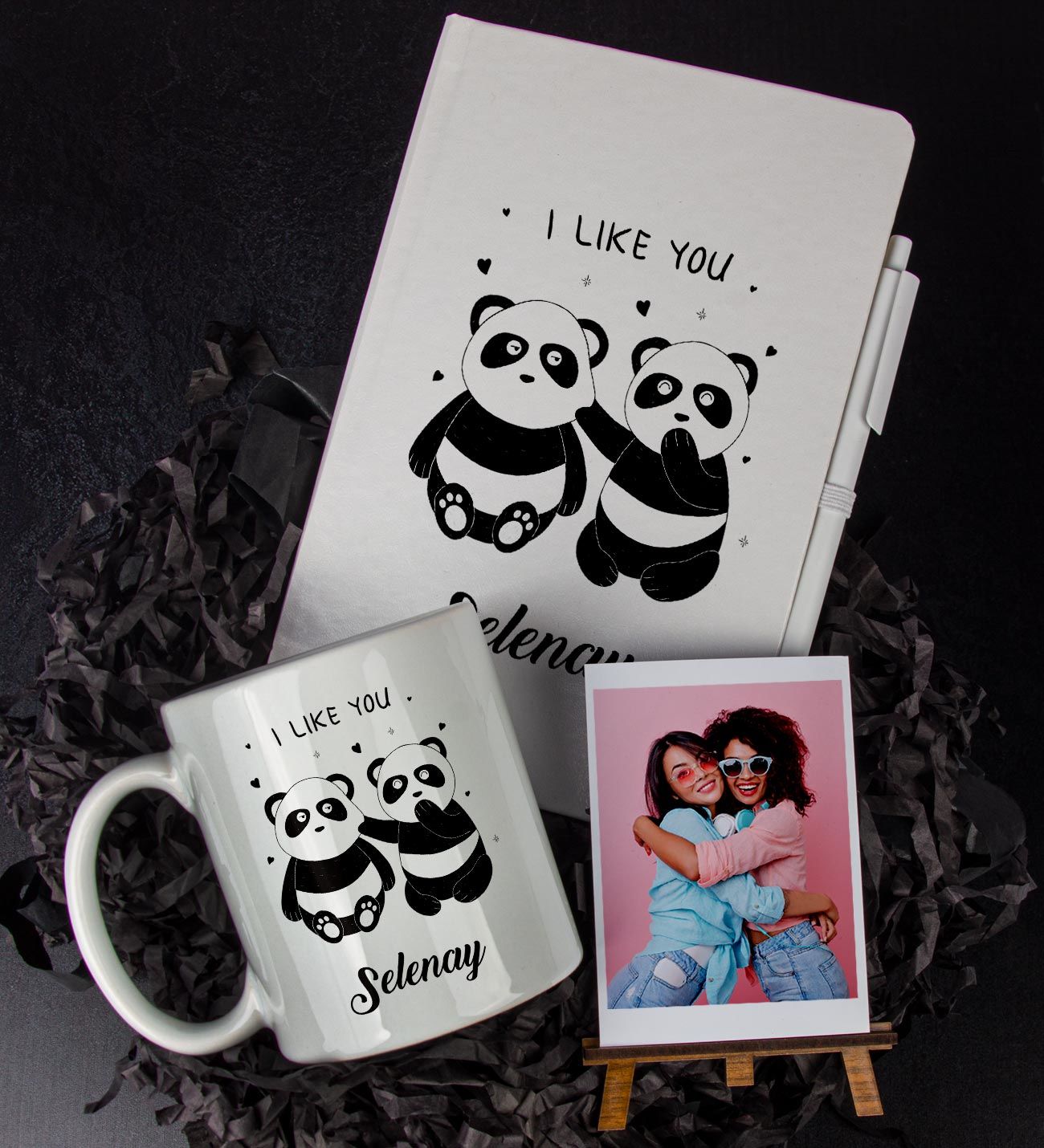 eJOYA Kişiye Özel I Like You Temalı Defter Kalem Kupa Ve Fotoğraflık Hediye Seti 85884