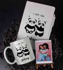 eJOYA Kişiye Özel I Like You Temalı Defter Kalem Kupa Ve Fotoğraflık Hediye Seti 85884