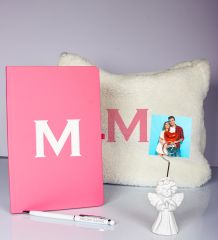 eJOYA Kişiye Özel Defter Kalem Fotoğraflı Melek Notluk Ve Peluş Çanta Hediye Seti 106916