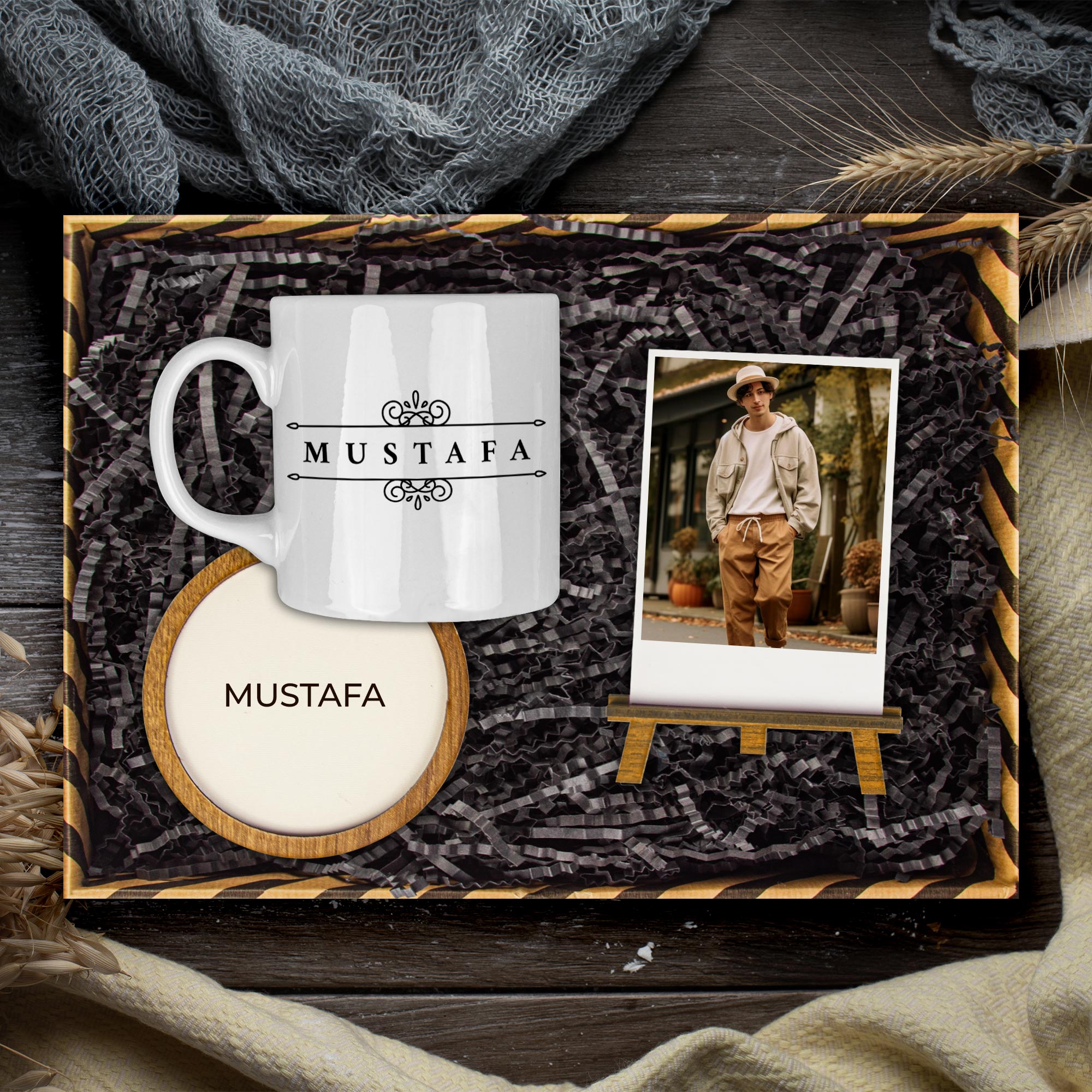 eJOYA Kişiye Özel Tasarım Kupa & Bardak Altlığı & Fotoğraflık Hediye Kutusu 113919