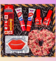 eJOYA Saten Toka & Soyulan Kalıcı Ruj & Dudak Şişirici Lip Gloss & Oje & Dudak Maskesi Kozmetik Hediye Kutusu 110965