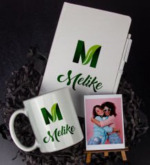eJOYA Kişiye Özel Harf Tasarım Defter Kalem Kupa Ve Fotoğraflık Hediye Seti 85903