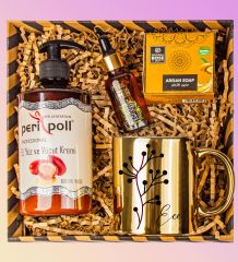 eJOYA Kişiye Özel Kupa & Argan Yağı & Doğal Sabun & Peripoll Argan Yağlı Ayak Kremi Kozmetik Hediye Kutusu 110967