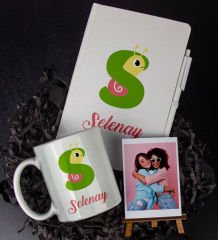 eJOYA Kişiye Özel Çocuk Harf Tasarım Defter Kalem Kupa Ve Fotoğraflık Hediye Seti 85905
