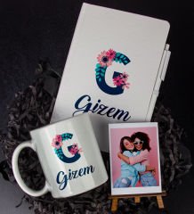eJOYA Kişiye Özel Harf Tasarım Defter Kalem Kupa Ve Fotoğraflık Hediye Seti 85909