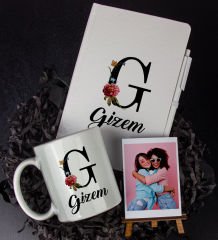 eJOYA Kişiye Özel Harf Tasarım Defter Kalem Kupa Ve Fotoğraflık Hediye Seti 85919