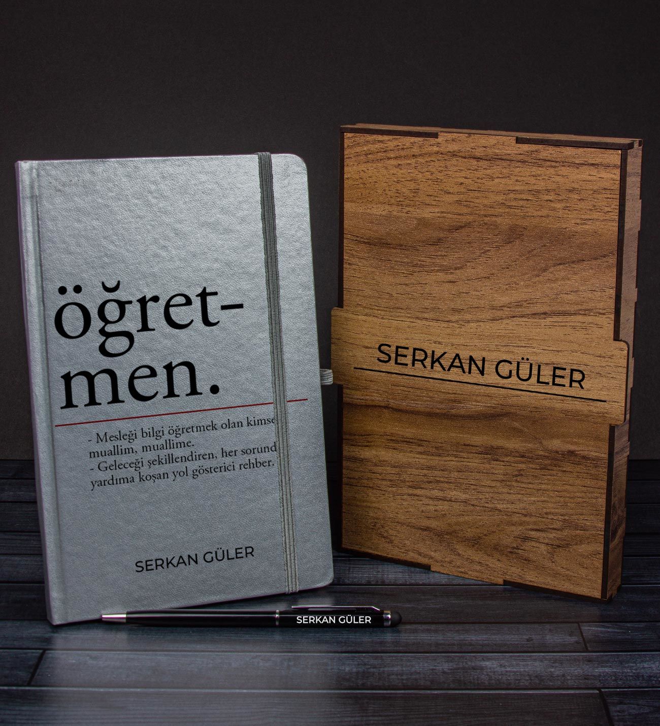 eJOYA Öğretmenlere Özel Ahşap Kutuda Defter Kalem Hediye Seti 110579