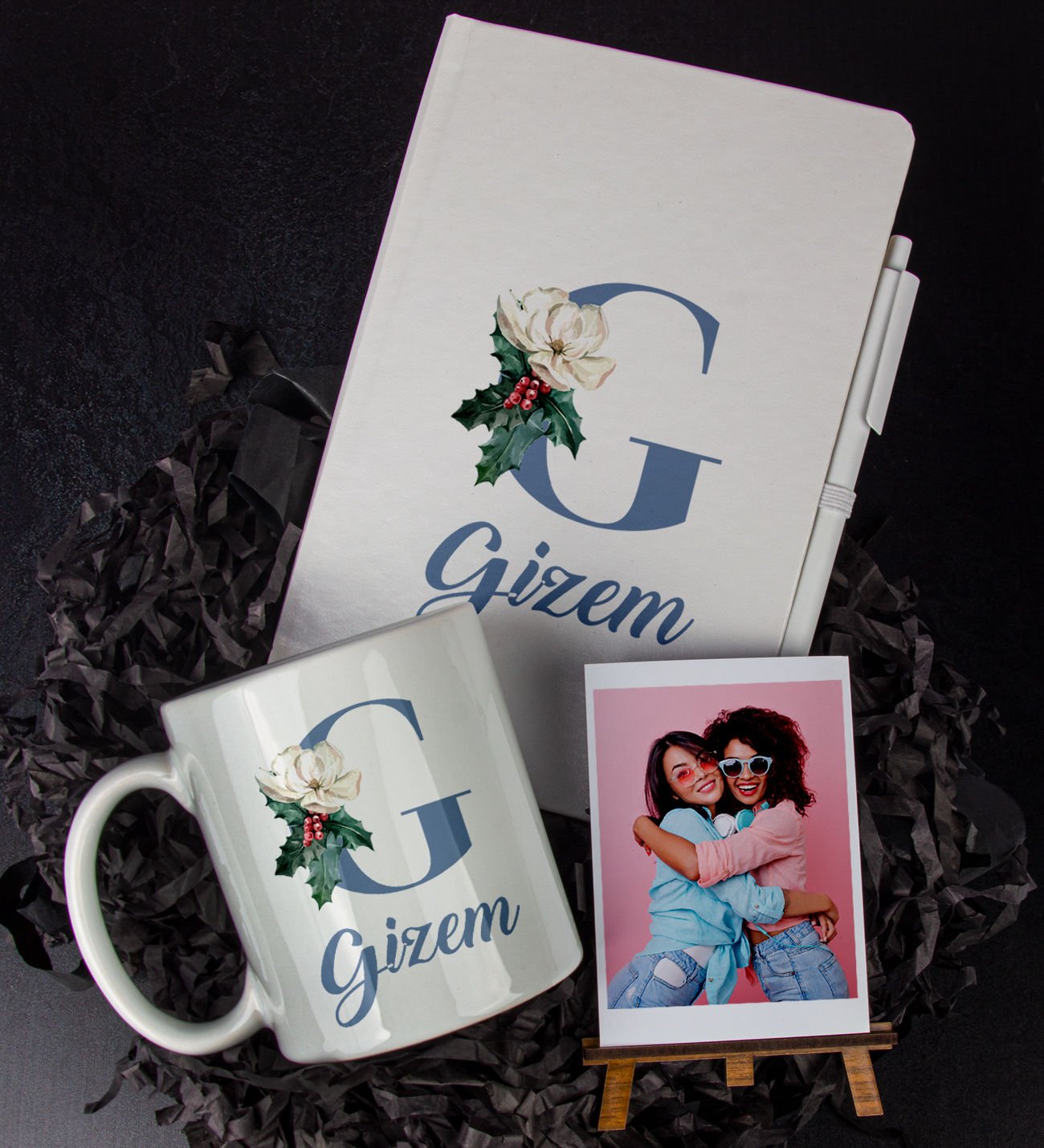 eJOYA Kişiye Özel Harf Tasarım Defter Kalem Kupa Ve Fotoğraflık Hediye Seti 85921