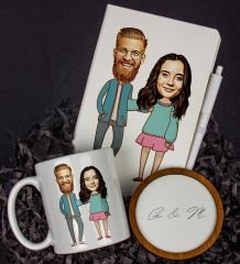 eJOYA Kişiye Özel Karikatür Tasarım Defter Kalem Kupa Ve Bardak Altlığı Hediye Seti 96272