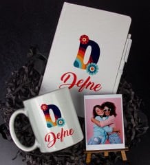 eJOYA Kişiye Özel Harf Tasarım Defter Kalem Kupa Ve Fotoğraflık Hediye Seti 85924
