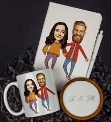 eJOYA Kişiye Özel Karikatür Tasarım Defter Kalem Kupa Ve Bardak Altlığı Hediye Seti 96273