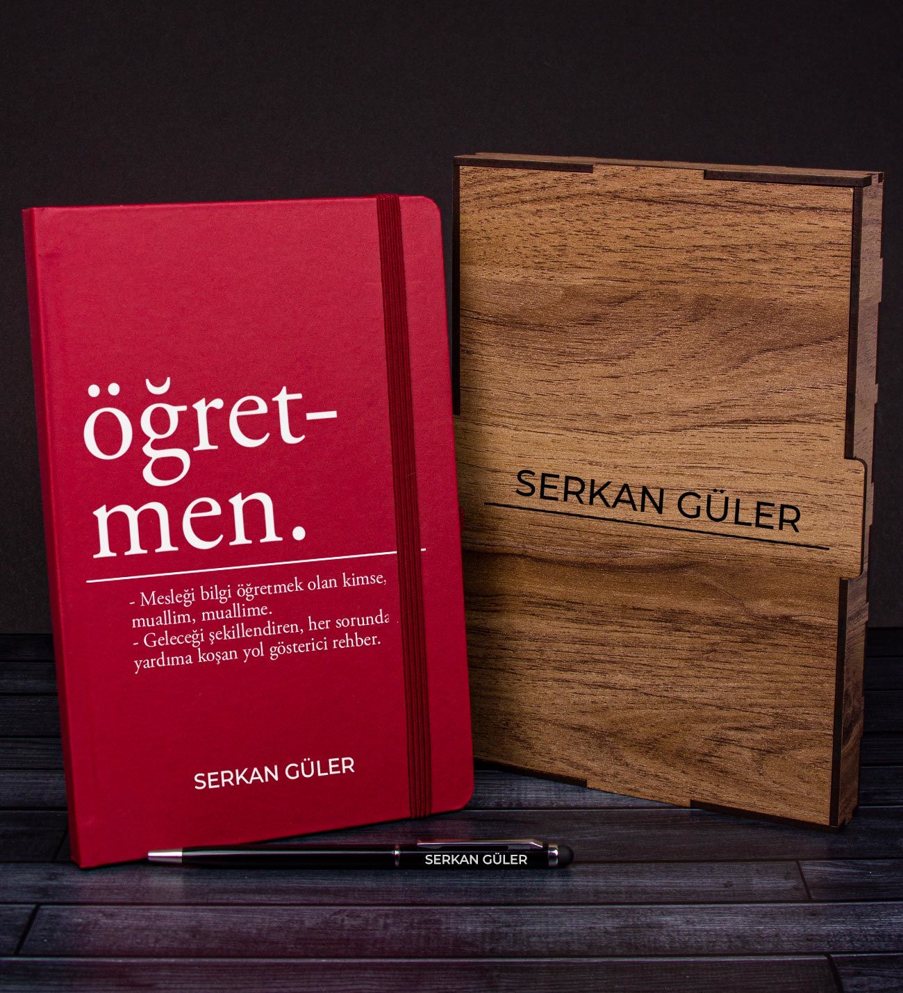 eJOYA Öğretmenlere Özel Ahşap Kutuda Defter Kalem Hediye Seti 110582