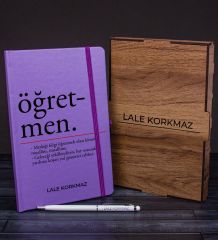 eJOYA Öğretmenlere Özel Ahşap Kutuda Defter Kalem Hediye Seti 110585