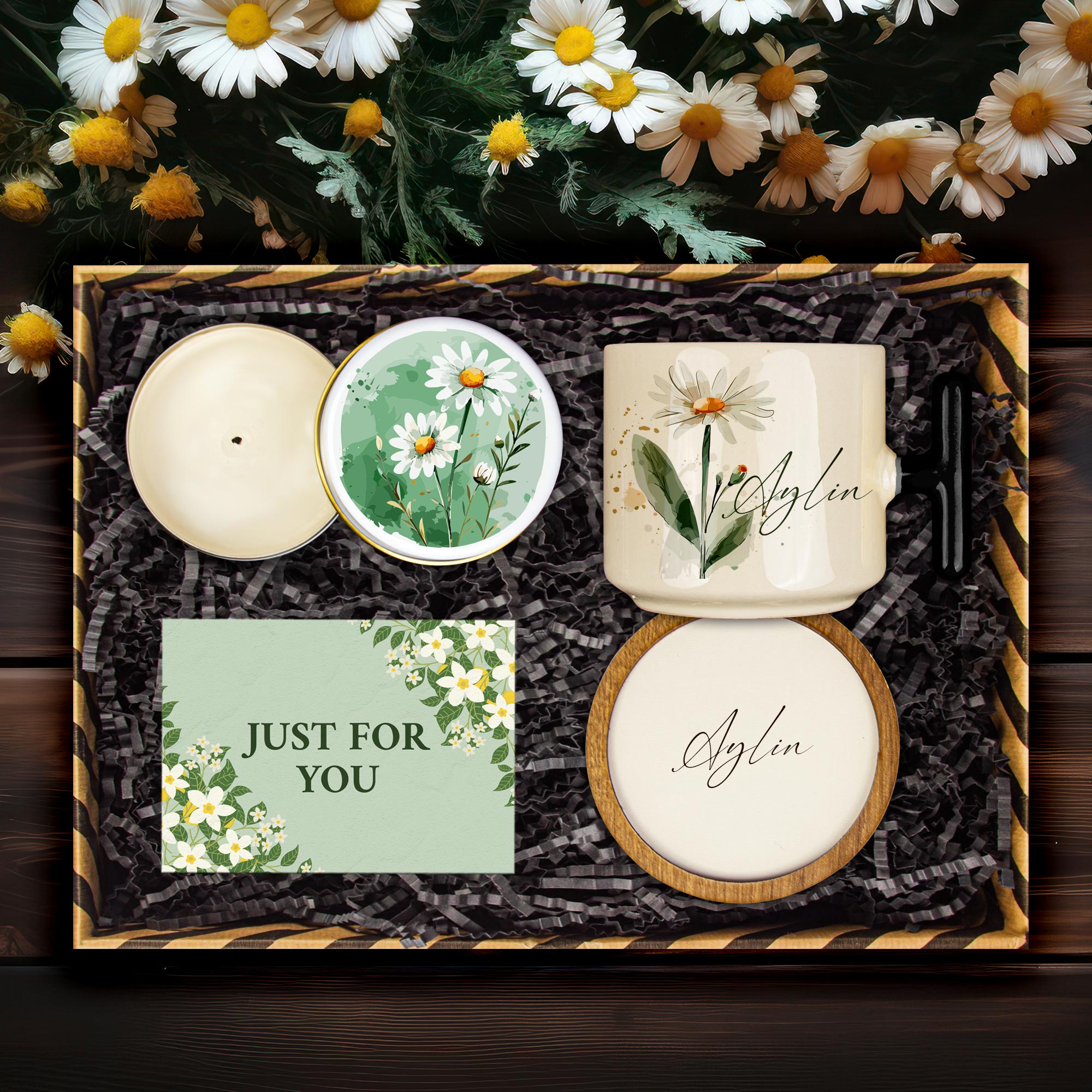 eJOYA Kişiye Özel Tasarım Latte Bardak & Bardak Altlığı & Mum Hediye Hediye Kutusu 113938