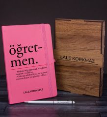eJOYA Öğretmenlere Özel Ahşap Kutuda Defter Kalem Hediye Seti 110587
