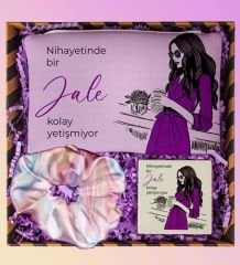 eJOYA Kişiye Özel Makyaj Çantası & Kişiye Özel Ayna & Saten Toka Kozmetik Hediye Kutusu 111043