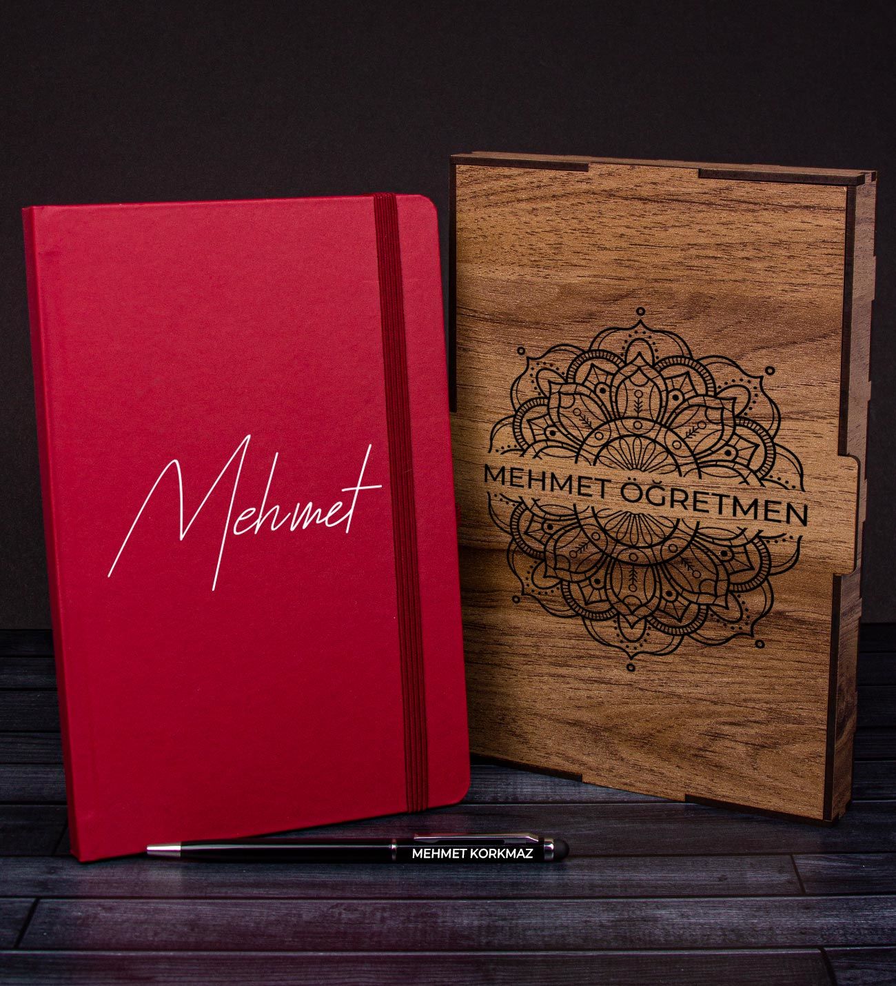 eJOYA Öğretmenlere Özel Ahşap Kutuda Defter Kalem Hediye Seti 110628
