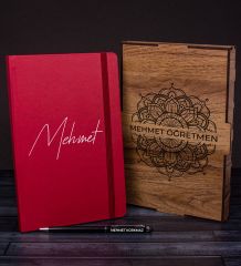eJOYA Öğretmenlere Özel Ahşap Kutuda Defter Kalem Hediye Seti 110628