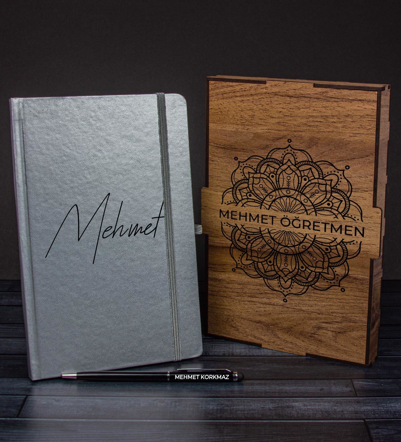 eJOYA Öğretmenlere Özel Ahşap Kutuda Defter Kalem Hediye Seti 110631