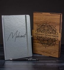 eJOYA Öğretmenlere Özel Ahşap Kutuda Defter Kalem Hediye Seti 110631