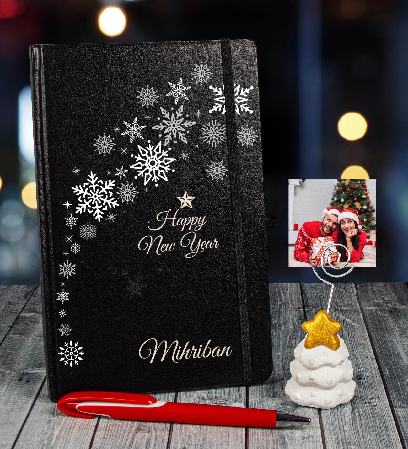 eJOYA Yeni Yıla Özel Defter Kalem Ve Fotoğraflı Çam Ağacı Notluk Hediye Seti 110663