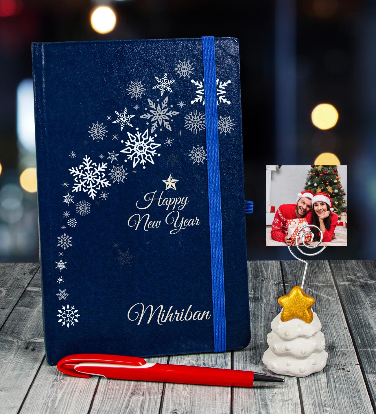 eJOYA Yeni Yıla Özel Defter Kalem Ve Fotoğraflı Çam Ağacı Notluk Hediye Seti 110665