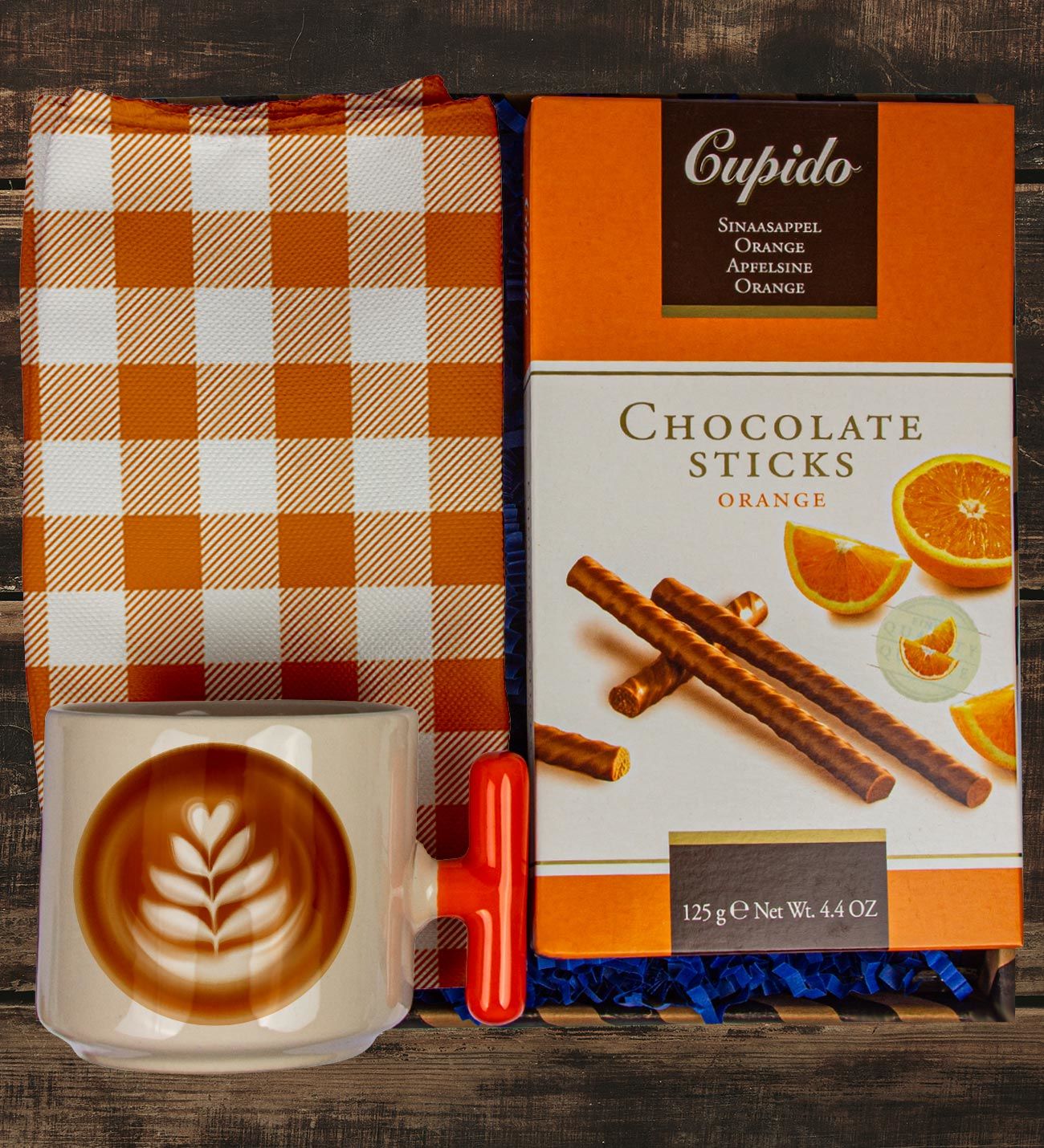 eJOYA Portakallı Çikolata & Latte Kupa & Amerikan Servis Hediye Kutusu 111102