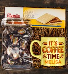 eJOYA Kişiye Özel Kupa & Coffex Kahveli Şeker & Choco Beyaz Çikolatalı Biscuit Hediye Kutusu 111113