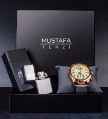 eJOYA Kişiye Özel Kutusunda Zippo Model Çakmak Sigara Tabakası Ve Saat Erkek Hediye Seti 88511