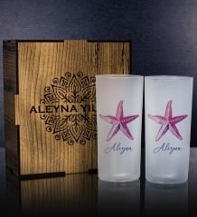 eJOYA Kişiye Özel Kutusunda Deniz Yıldızı Tasarım 2'li Rakı Bardağı Hediye Seti 111294