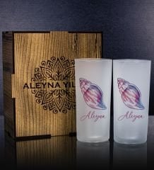 eJOYA Kişiye Özel Kutusunda Deniz Kabuğu 2'li Rakı Bardağı Hediye Seti 111295