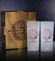 eJOYA Kişiye Özel Kutusunda İstiridye Tasarım 2'li Rakı Bardağı Hediye Seti 111296