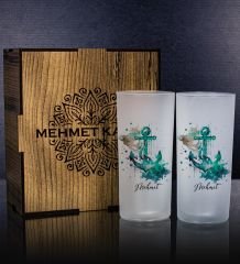 eJOYA Kişiye Özel Kutusunda Çapa Tasarım 2'li Rakı Bardağı Hediye Seti 111298
