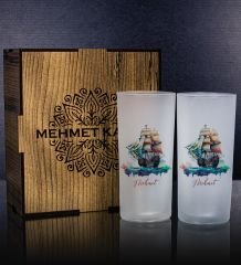 eJOYA Kişiye Özel Kutusunda Yelkenli Tasarım 2'li Rakı Bardağı Hediye Seti 111299