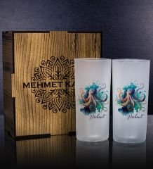 eJOYA Kişiye Özel Kutusunda Ahtapot Tasarım 2'li Rakı Bardağı Hediye Seti 111300