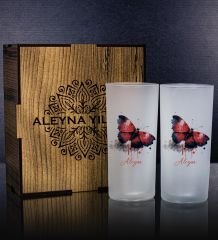 eJOYA Kişiye Özel Kutusunda Kelebek Tasarım 2'li Rakı Bardağı Hediye Seti 111302
