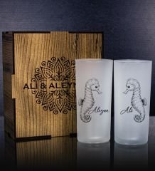eJOYA Sevgililere Özel Kişiye Özel Kutusunda 2'li Rakı Bardağı Hediye Seti 111303