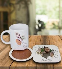 eJOYA Kişiye Özel Tasarım Kupa Bardak Ve Fotoğraflı Ahşap Bardak Altlığı 99148
