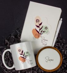 eJOYA Kişiye Özel Defter Kalem Kupa Ve Bardak Altlığı Hediye Seti 103686