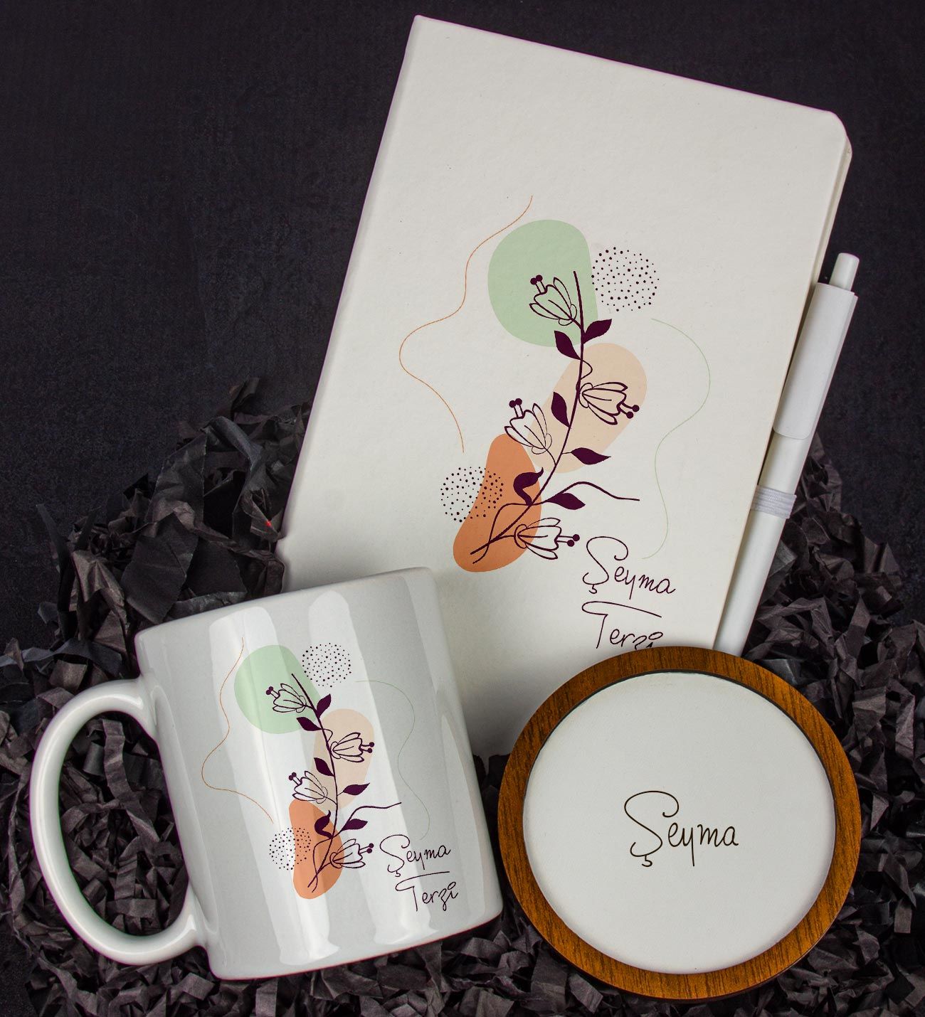 eJOYA Kişiye Özel Defter Kalem Kupa Ve Bardak Altlığı Hediye Seti 103687