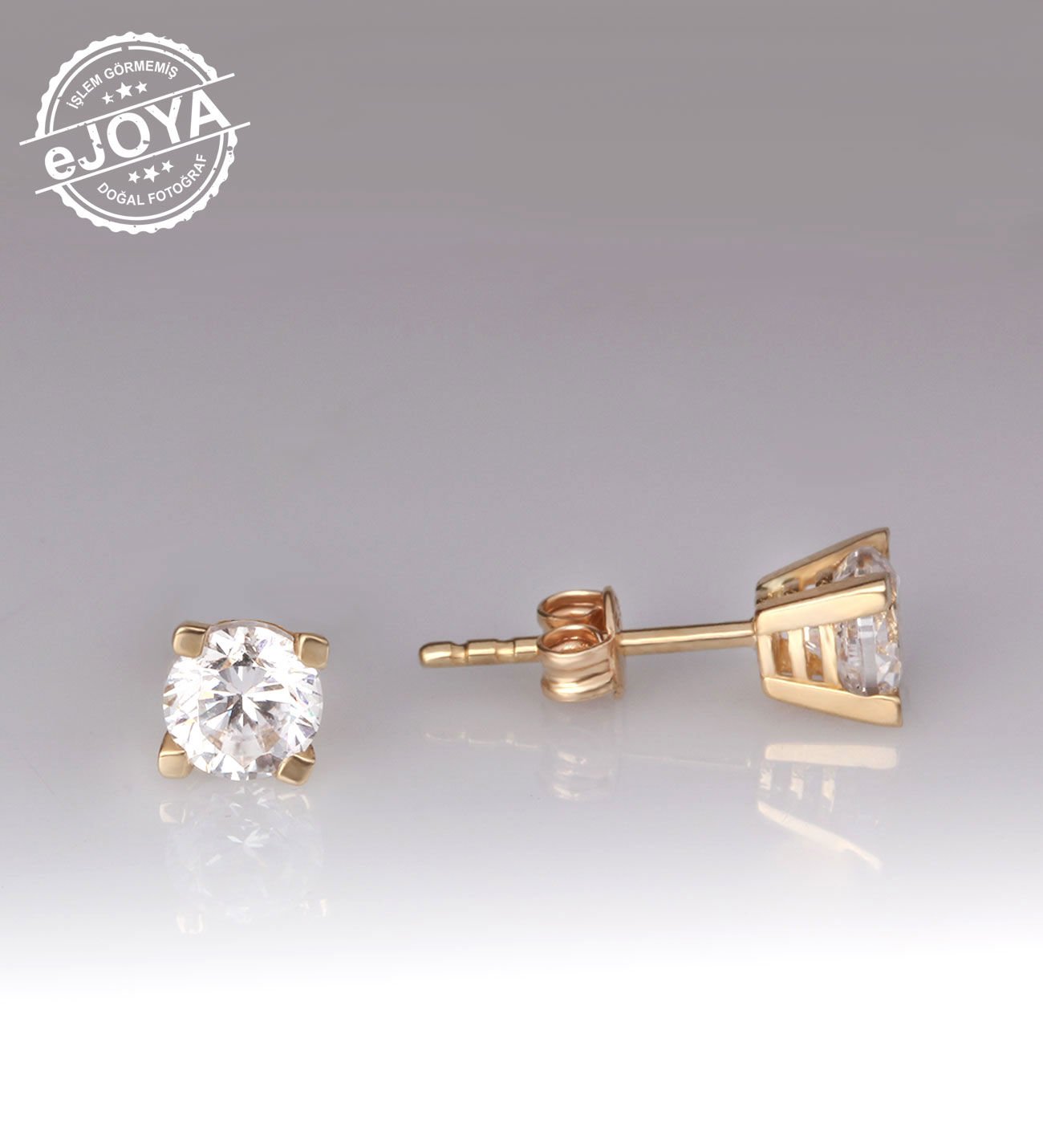 eJOYA Altın Tektaş Erkek Küpesi 5 mm 77071